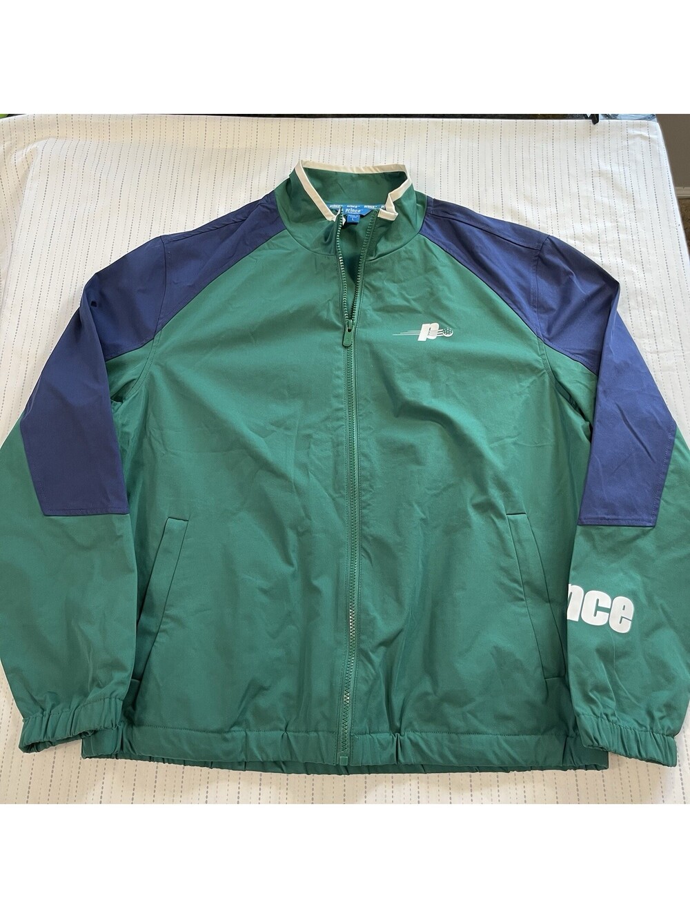 Prince Men’s Jacket Color-block Green/Blue/White Logo L Pickleball